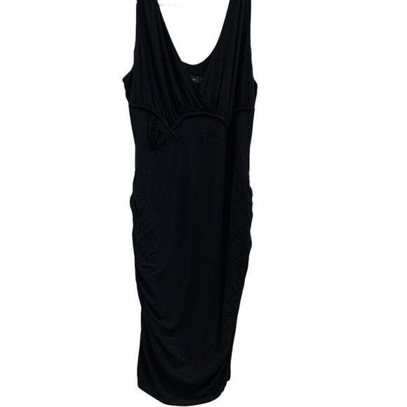 Stork & Babe Womens Black Ruched V Neck Sleeveless Maternity Dress Size M - Picture 1 of 8